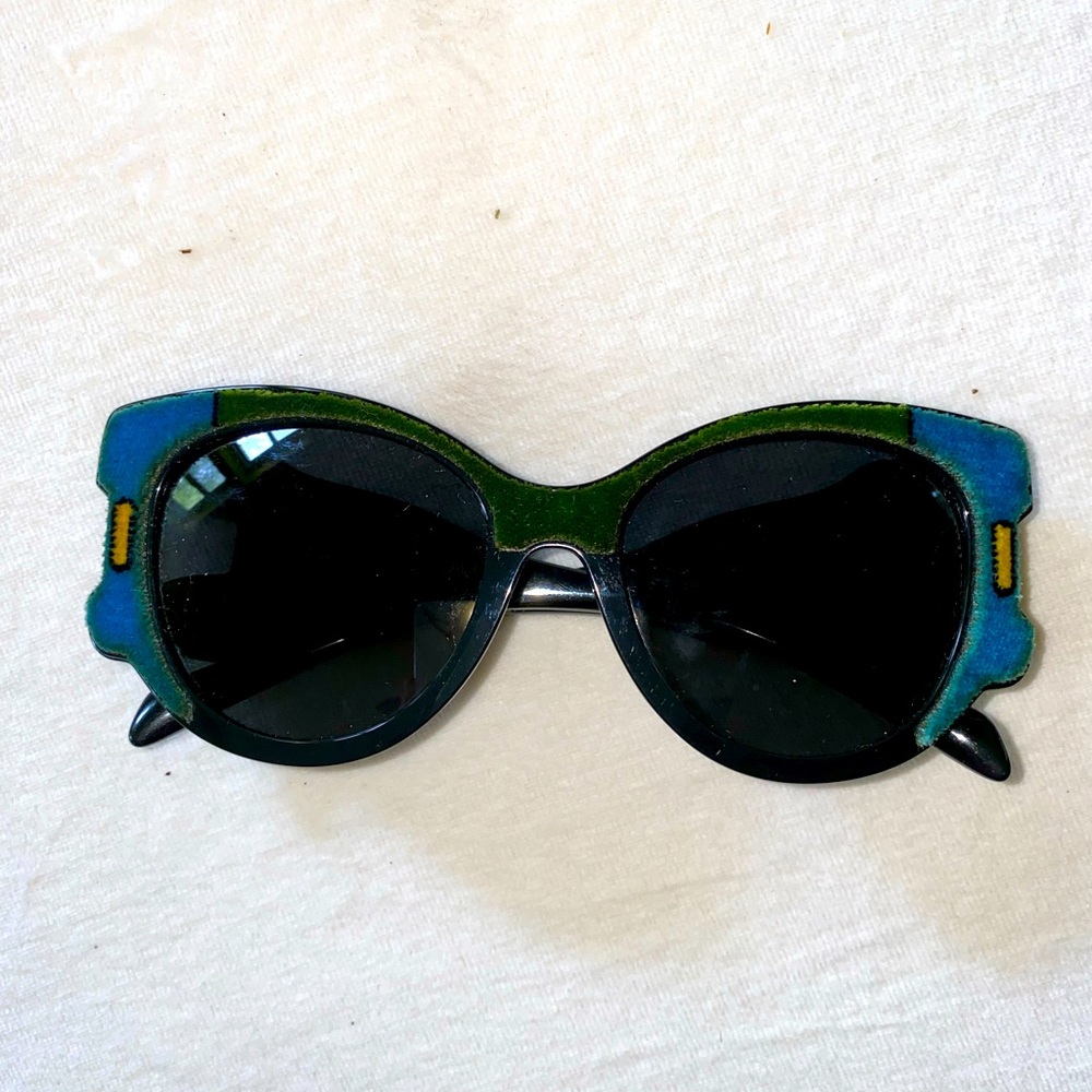 Prada velvet butterfly sunglasses - blue green - Picture 4 of 7